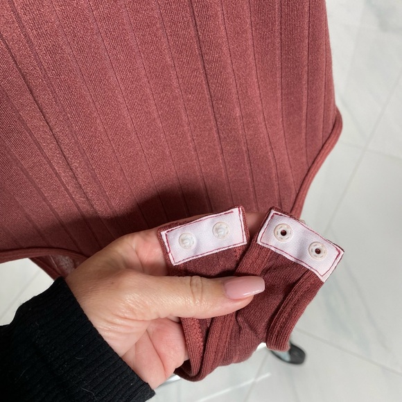 Pink Burgundy bodysuit ribbed small medium NWT - Picture 6 of 14